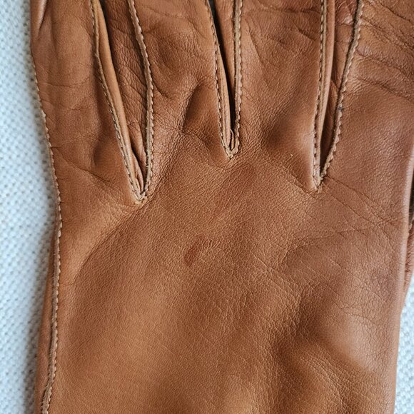 Vintage Tan Whipstitched Leather Gloves – S - Picture 9 of 9